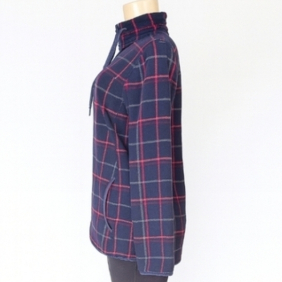 T by Talbots Navy Plaid Zip-Up Jacket Size M - Picture 4 of 5